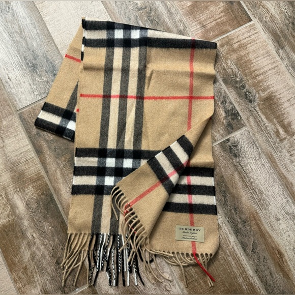 Burberry 100% Cashmere Check Scarf - Picture 1 of 2